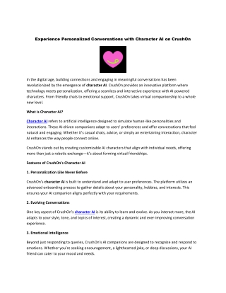 Experience Personalized Conversations with Character AI on CrushOn