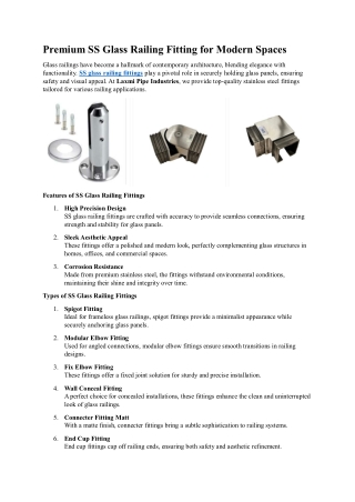 Premium SS Glass Railing Fitting for Modern Spaces