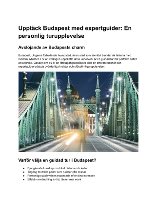 Guided tours in Budapest with a private guide