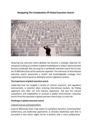 Navigating The Complexities Of Global Executive Search