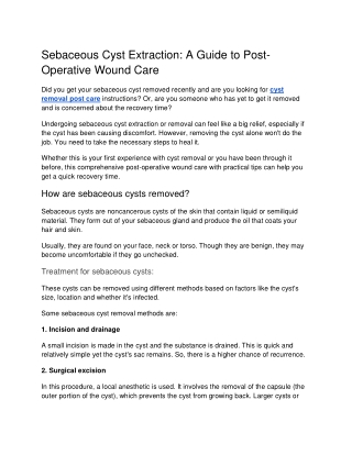 Sebaceous Cyst Extraction_ A Guide to Post-Operative Wound Care