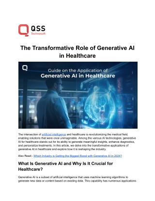 The Transformative Role of Generative AI in Healthcare