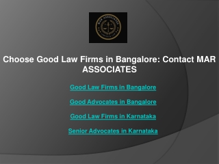 Choose Good Law Firms in Bangalore Contact MAR ASSOCIATES