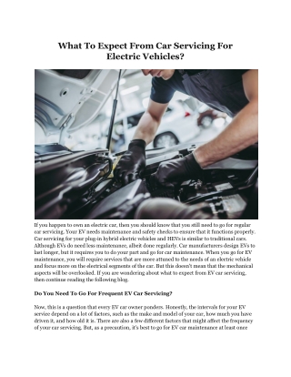 What To Expect From Car Servicing For Electric Vehicles