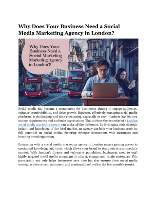 Why Does Your Business Need a Social Media Marketing Agency in London
