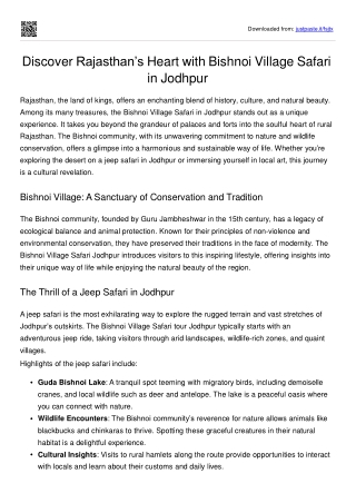 Discover Rajasthan’s Heart with Bishnoi Village Safari in Jodhpur