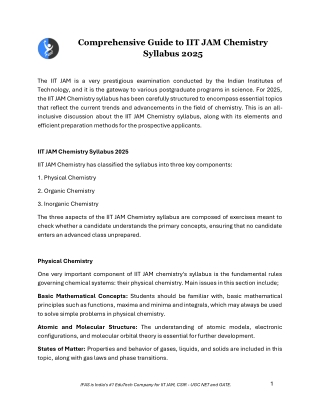 IIT JAM Chemistry Syllabus