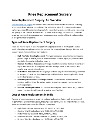 Knee Replacement Surgery