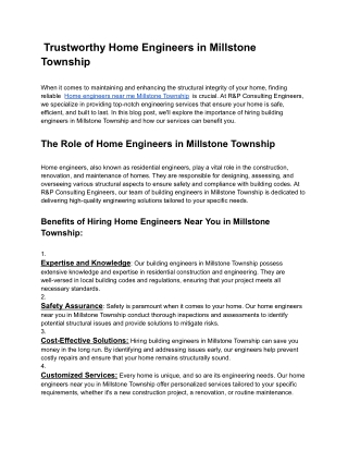 Home Engineers Near Me Millstone Township