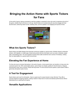 Bringing the Action Home with Sports Tickers for Fans