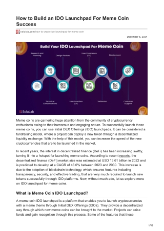 How to Build an IDO Launchpad For Meme Coin Success