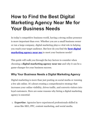 How to Find the Best Digital Marketing Agency Near Me for Your Business Needs medium