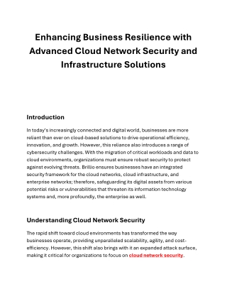 Securing Your Future: Cloud Network and Infrastructure Solutions