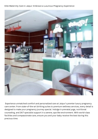 Elite Maternity Care in Jaipur Embrace a Luxurious Pregnancy Experience