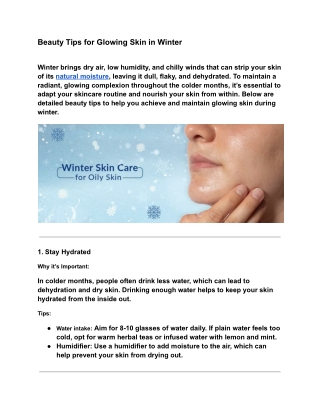 Beauty Tips for Glowing Skin in Winter
