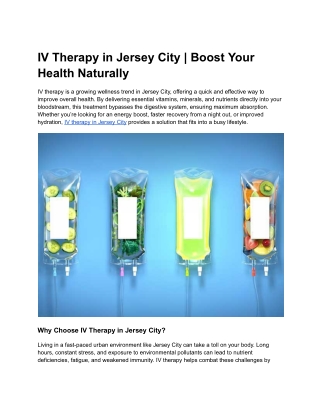 IV Therapy in Jersey City_ Boost Your Health Naturally