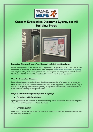 Custom Evacuation Diagrams Sydney for All Building Types