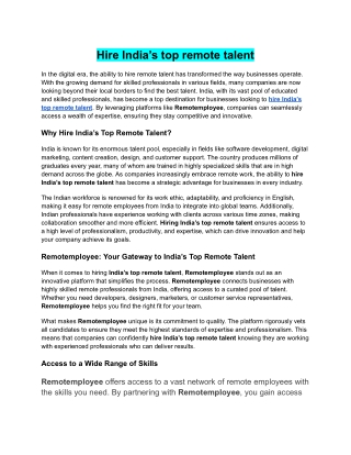 Hire India’s top remote talent