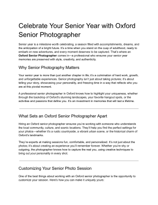 Celebrate Your Senior Year with Oxford Senior Photographer