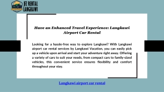 Have an Enhanced Travel Experience: Langkawi Airport Car Rental