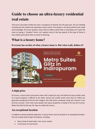Metro Suites Glitz in Indirapuram - Metro Suite Homes