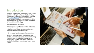 M.Sc in Statistics - Unlocking the Power of Data for a Promising Future