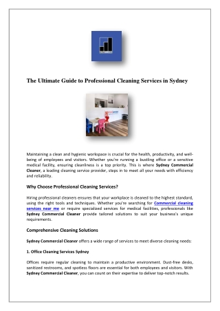 Office Cleaning Company In Sydney | Sydney Commercial Cleaner