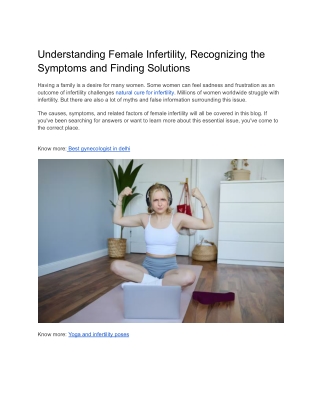 Understanding Female Infertility, Recognizing the Symptoms and Finding Solutions
