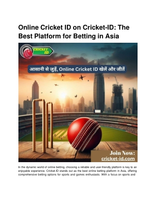 Online Cricket ID on Cricket-ID_ The Best Platform for Betting in Asia