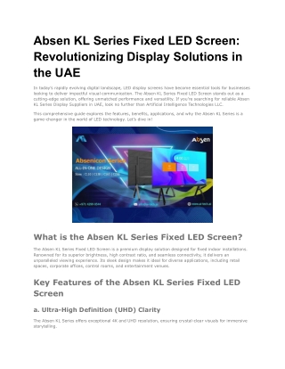 Absen KL Series Fixed LED Screen