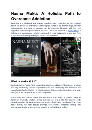 Nasha Mukti_ A Holistic Path to Overcome Addiction
