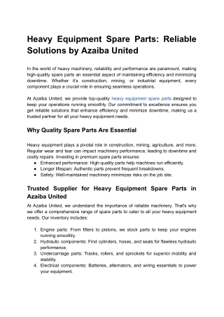 Heavy Equipment Spare Parts_ Reliable Solutions by Azaiba United