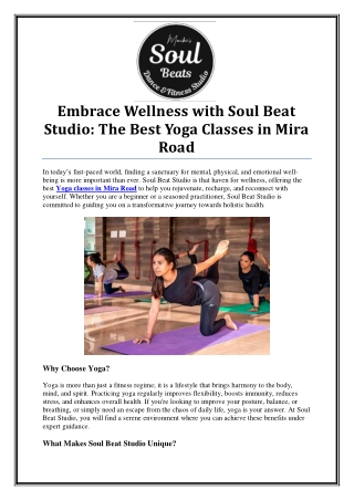 Find Harmony with Professional Yoga Classes in Mira Road