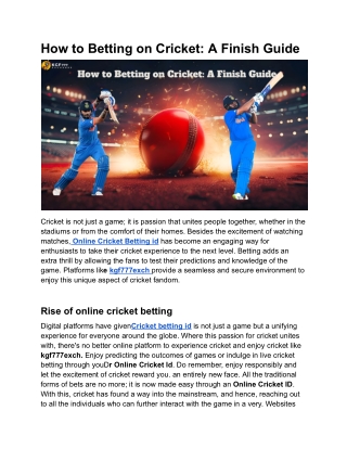 How to Betting on Cricket_ A Finish Guide
