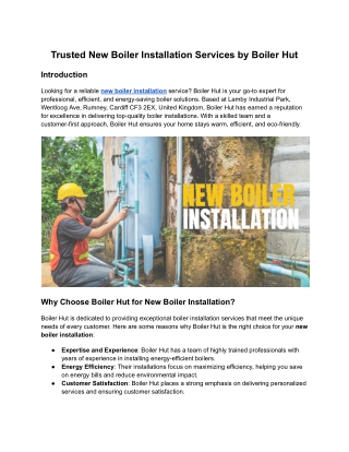 Trusted New Boiler Installation Services by Boiler Hut