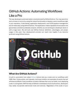 GitHub Actions Automating Workflows Like A Pro