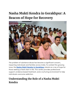 Nasha Mukti Kendra in Gorakhpur_ A Beacon of Hope for Recovery