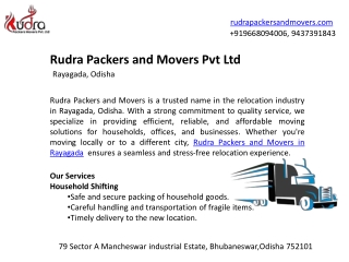 Packers and movers in rayagada