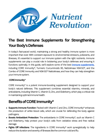 The Best Immune Supplements for Strengthening Your Body's Defenses