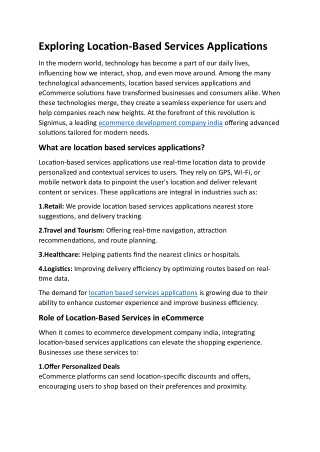 Exploring Location-Based Services Applications