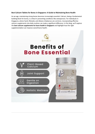 Best Calcium Tablets for Bones in Singapore