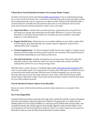 5 Must-Have Food & Nutrition Products You Can Buy Online Today!!