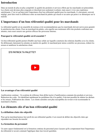 L’importance d’un bon référentiel qualité pour les marchands