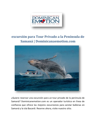 excursión para Tour Privado a la Península de Samaná