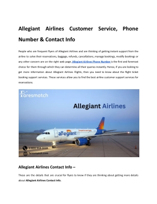 Allegiant Airlines Phone Number