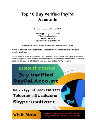 Top 10 Buy Verified PayPal Accounts