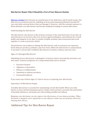 Skin Barrier Repair Why It Should Be a Part of Your Skincare Routine