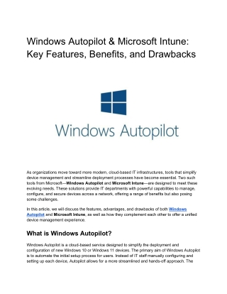 Windows Autopilot & Microsoft Intune_ Key Features, Benefits, and Drawbacks