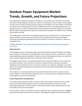 Outdoor Power Equipment Market