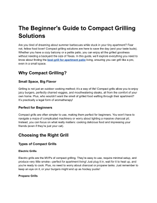 The Beginner's Guide to Compact Grilling Solutions